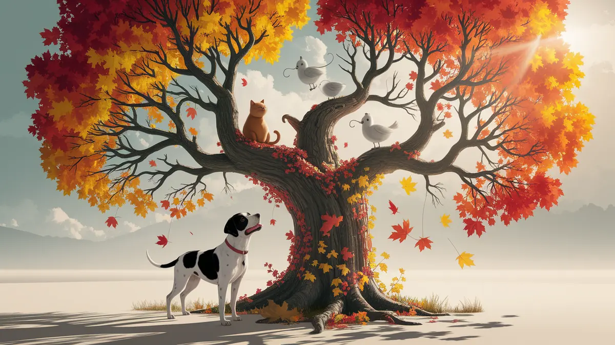 A conceptual illustration representing What Does &acirc;&euro;&tilde;Barking Up the Wrong Tree&acirc;&euro;&trade; Mean?. Visualize the main ideas: . Creative but clear representation of the concept. Style: photorealistic. high quality, detailed, professional, clean composition, good lighting, sharp focus, well-composed. high quality, professional, detailed, well-composed